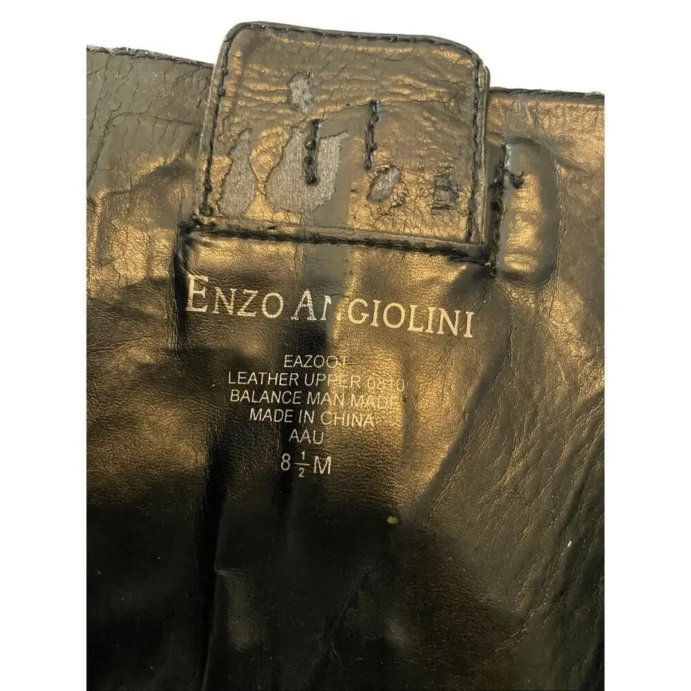 Enzo Angiolini Black Leather Riding Boots Womens 8.5 Zip Tall Knee High Shoes